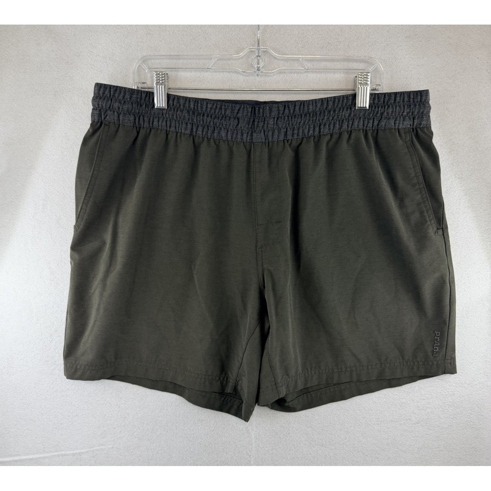 prAna Performance Slope Shorts Mens XXL Green Quick Dry Elastic Waist 1963681‎